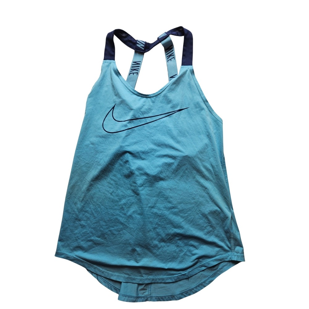 Nike Dri-FIT Training Tank Top Womens XS Blue Elastic Logo Racerback Swoosh